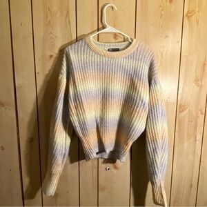 Zara Pastel Striped Crew Neck Sweater